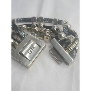 Heet Rockstar Multi-Strand Leather Bracelet Swarovski Crystals Shopheet